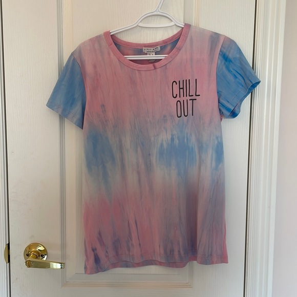 CHILL OUT PINK AND BLUE TIE DYE STREETWEAR SOCIETY TEE - Picture 1 of 3